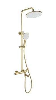Душевая система Wonzon & Woghand WW-B3057-A-BG термостат, матовое золото, Душевые панели, Душевые системы, Стойки, Гарнитуры, лейки, тропический душ в Москве Тел.: +7 (968) 040-40-82