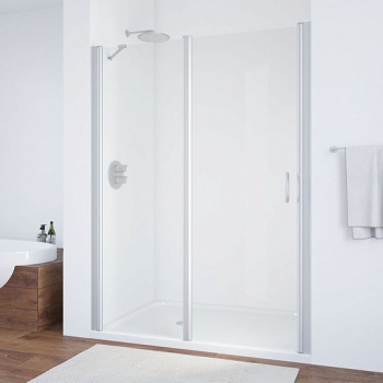 Душевая дверь в нишу Vegas Glass EP-F-1 155 07 01 L профиль матовый хром, стекло прозрачное интернет магазина сантехники Акванота