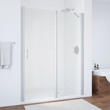 Душевая дверь в нишу Vegas Glass EP-F-1 155 07 01 R профиль матовый хром, стекло прозрачное интернет магазина сантехники Акванота