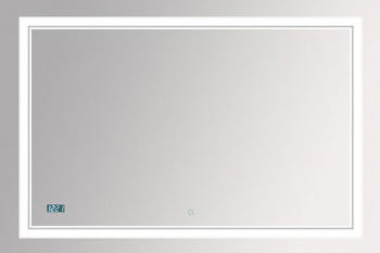 Зеркало Misty Неон 2 LED 120х80, с часами, сенсор на зеркале