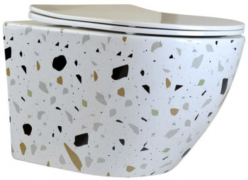 Подвесной унитаз Bronze de Luxe Terrazzo 2092-W безободковый в интернет магазине сантехники Акванота в Москве Тел.: +7 (968) 040-40-82