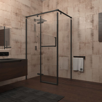 Душевой уголок Veconi Rovigo RV21-10090PR-01-19C1 100x90x195 прозрачное черный профиль интернет магазина сантехники Акванота