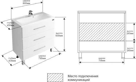 Мебель для ванной ширина 80