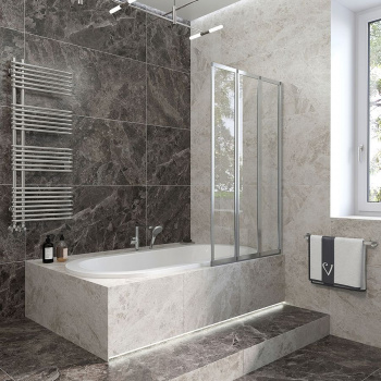 Шторка для ванной Veconi Palau 150 PL83-100-01-19C2 прозрачное хром