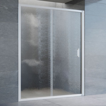 Душевая дверь в нишу Vegas Glass ZP 150 01 02 профиль белый, стекло шиншилла интернет магазина сантехники Акванота