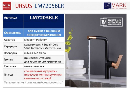 Смеситель Lemark Ursus LM7205BLR для кухни купить по всей России