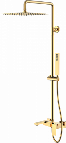 Душевая стойка Boheme Qubic 478-G shinny gold, золото, Душевые панели, Душевые системы, Стойки, Гарнитуры, лейки, тропический душ в Москве Тел.: +7 (968) 040-40-82