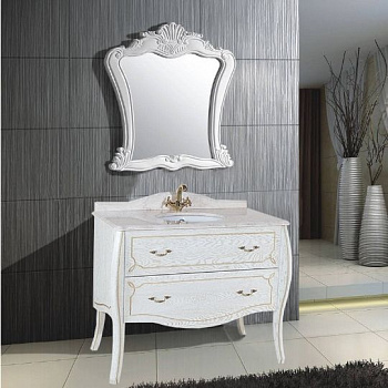 Тумба с раковиной Bellezza Грация Люкс 90 белая патина золото