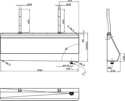 Писсуар Oceanus 2-006.1 R 150 см