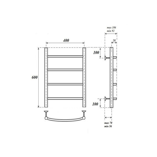 Полотенцесушитель водяной Point Афина PN04146 П4 400x600 хром с доставкой по Москве