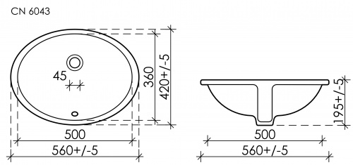 Раковина встраиваемая Ceramica Nova Element CN6043 56x42x19,5 интернет магазина сантехники Акванота