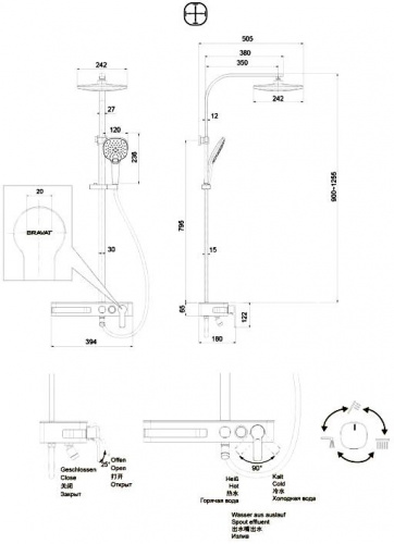 Душевая стойка Bravat Meissen F6277312CP-A-ENG хром, Душевые панели, Душевые системы, Стойки, Гарнитуры, лейки, тропический душ в Москве Тел.: +7 (968) 040-40-82