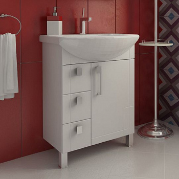 Тумба с раковиной Triton Диана 65 L, 3 ящика, белая