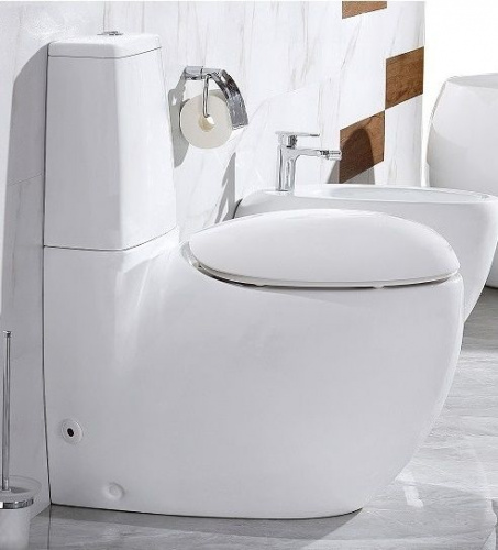 Унитаз-компакт CeramaLux 2451 безободковый, Soft Close, белый 39x72x95см в интернет магазине сантехники Акванота в Москве Тел.: +7 (968) 040-40-82