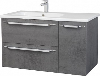 Тумба с раковиной Bellezza Луиджи 90 L, серая, подвесная
