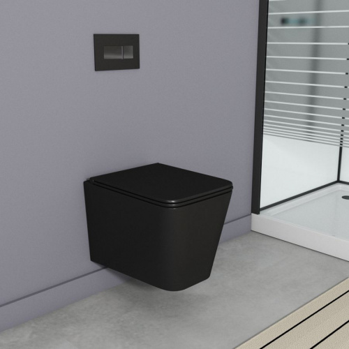 Унитаз подвесной Owl 1975 Vatter Ruta-H Matt Black OWLT190404 36.5 x 53 x 36 см безободковый, сиденье DP, Soft Close, черный матовый в интернет магазине сантехники Акванота в Москве Тел.: +7 (968) 040-40-82
