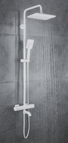 Душевая стойка Gappo G91 G2491-8 термостат, белая, Душевые панели, Душевые системы, Стойки, Гарнитуры, лейки, тропический душ в Москве Тел.: +7 (968) 040-40-82