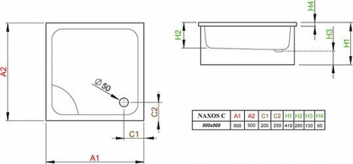 Поддон для душа Radaway Naxos C900 интернет магазина сантехники Акванота