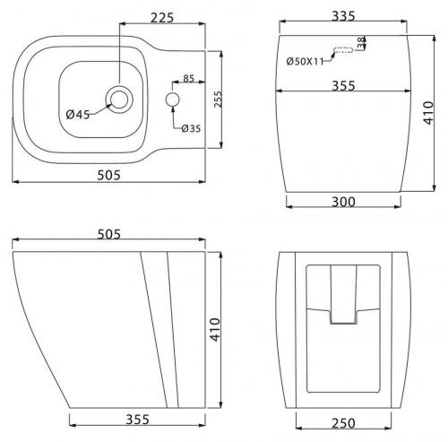 Биде напольное BelBagno Aldina BB114B