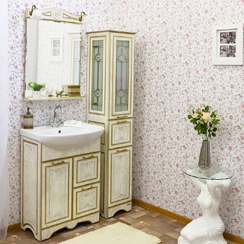 Мебель для ванной Sanflor Адель 65 белая, патина золото