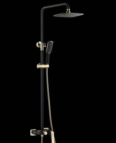 Душевая стойка Boheme Venturo 388-B черная с золотом, Душевые панели, Душевые системы, Стойки, Гарнитуры, лейки, тропический душ в Москве Тел.: +7 (968) 040-40-82