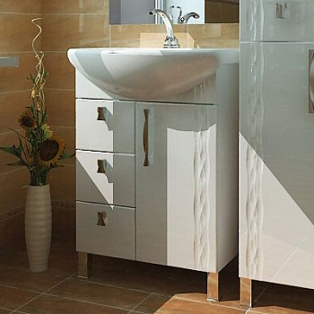 Тумба с раковиной Triton Кристи 60 L, 3 ящика, белая