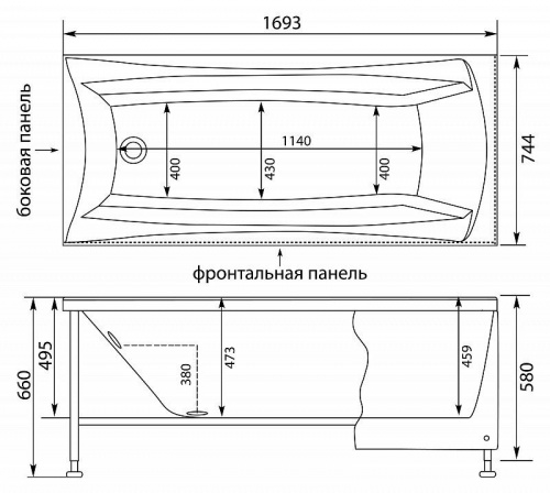 Акриловая ванна Aquanet Cariba 170 см