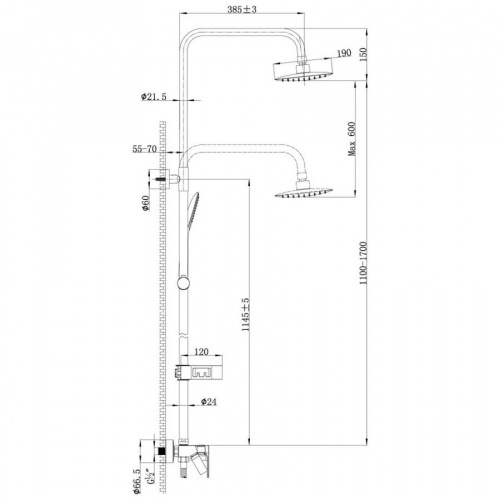 Душевая стойка Lemark Tropic LM7002BL черная, Душевые панели, Душевые системы, Стойки, Гарнитуры, лейки, тропический душ в Москве Тел.: +7 (968) 040-40-82