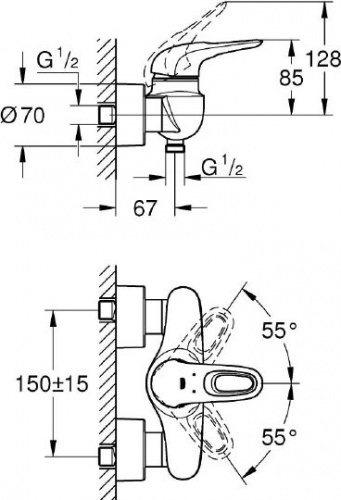 Смеситель для душа Grohe Eurostyle 33590003 купить по всей России