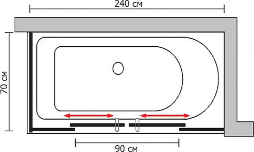 Шторка на ванну GuteWetter Slide Part GV-865 правая 240x70 см стекло бесцветное, профиль хром