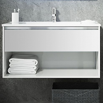 Тумба с раковиной Sanvit Контур 90 белая глянцевая