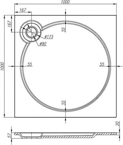 Поддон для душа Sturm Burg 100x100x5.6 интернет магазина сантехники Акванота