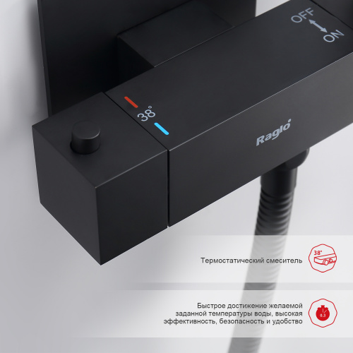 Гигиенический душ Raglo R24 R24.56.06 черный с термостатом купить по всей России
