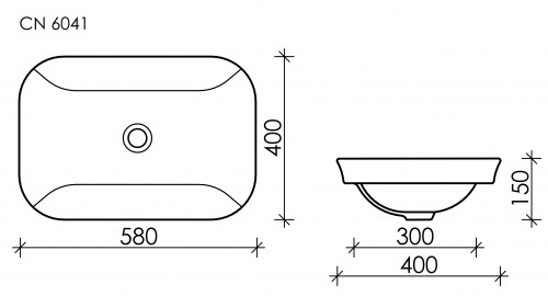 Раковина встраиваемая Ceramica Nova Element CN6041 58x40x15 интернет магазина сантехники Акванота