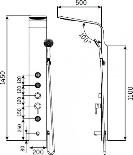 Душевая панель RGW Shower Panels SP-05 B, Душевые системы, Стойки, Гарнитуры, лейки, тропический душ в Москве Тел.: +7 (968) 040-40-82