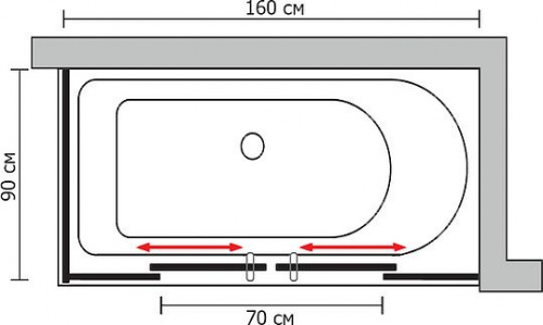 Шторка на ванну GuteWetter Slide Part GV-865 правая 160x90 см стекло бесцветное, профиль хром