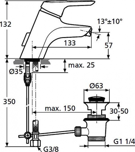 Смеситель для биде Ideal Standard CeraMix Blue A5655AA купить по всей России