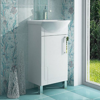 Тумба с раковиной Triton Диана 45 L, 1 дверь, белая