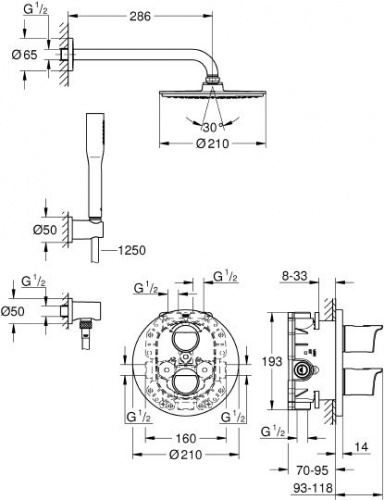 Душевой комплект Grohe Grohtherm 2000 34631000, Душевые панели, Душевые системы, Душевые стойки, Гарнитуры, лейки, тропический душ в Москве Тел.: +7 (968) 040-40-82