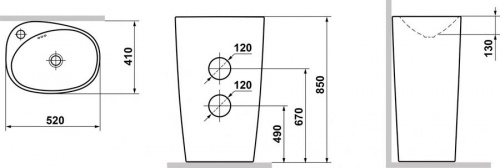 Раковина напольная Laguraty 2100W 52x41x85см интернет магазина сантехники Акванота