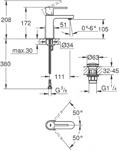 Смеситель для раковины Grohe Plus 33163003 купить по всей России