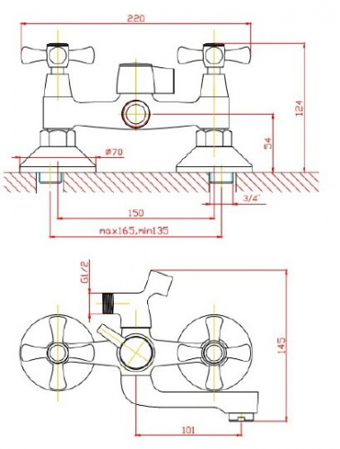 Смеситель для ванны Agger Retro A1921288 купить по всей России