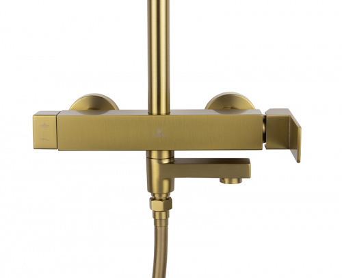Душевая стойка Kaiser Cube 01582-3 Brushed gold, Душевые панели, Душевые системы, Стойки, Гарнитуры, лейки, тропический душ в Москве Тел.: +7 (968) 040-40-82
