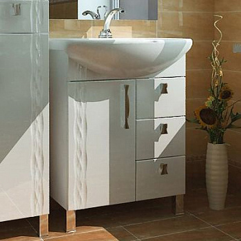 Тумба с раковиной Triton Кристи 65 R, 3 ящика, белая