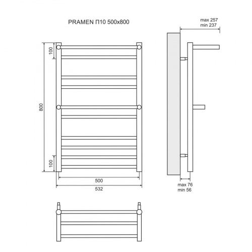 Полотенцесушитель Lemark Pramen LM33810 П10 500x800 водяной с доставкой по Москве
