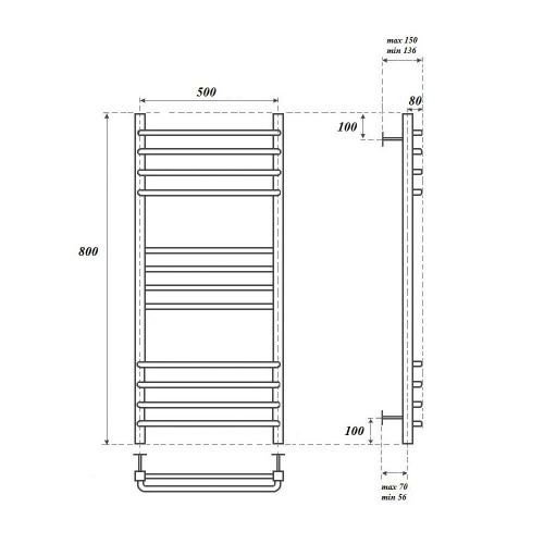 Полотенцесушитель водяной Point Омега PN90158S П12 500x800 хром с доставкой по Москве