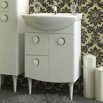 Тумба с раковиной Triton Лира 55 L, 1 дверь, 2 ящика, белая