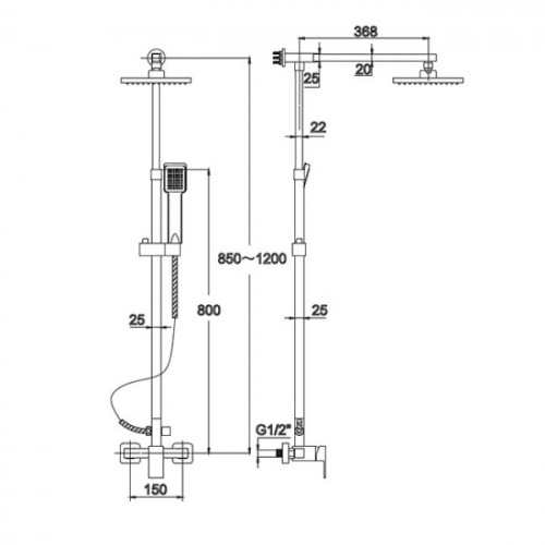 Душевая стойка Kaiser LE-1110, Душевые панели, Душевые системы, Стойки, Гарнитуры, лейки, тропический душ в Москве Тел.: +7 (968) 040-40-82