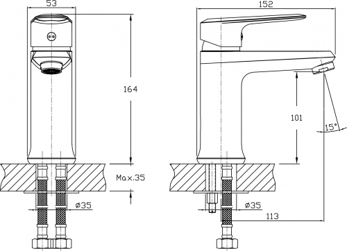 Смеситель для раковины Rush Devon DE7535-11 купить по всей России