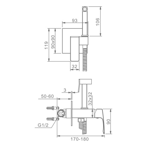 Гигиенический душ Raglo R01 R01.52.06 черный купить по всей России